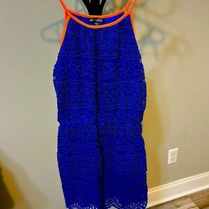 NWT Blue Lace and Orange Straps Romper